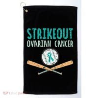 Baseball Strikeout Ovarian Cancer Teal Awareness Golf Towel thumb 0