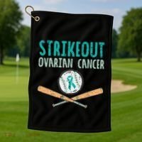 Baseball Strikeout Ovarian Cancer Teal Awareness Golf Towel thumb 1
