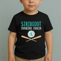 Baseball Strikeout Ovarian Cancer Teal Awareness Toddler T-Shirt thumb 2