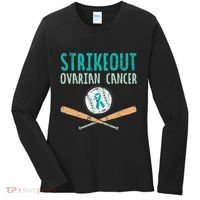 Baseball Strikeout Ovarian Cancer Teal Awareness Women's Long Sleeve Shirt thumb 0