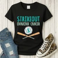Baseball Strikeout Ovarian Cancer Teal Awareness Women's T-Shirt thumb 3