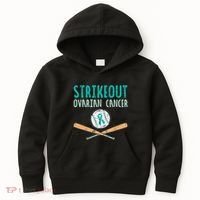 Baseball Strikeout Ovarian Cancer Teal Awareness Kids Hoodie thumb 0