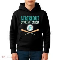 Baseball Strikeout Ovarian Cancer Teal Awareness Kids Hoodie thumb 4