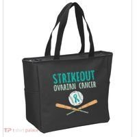 Baseball Strikeout Ovarian Cancer Teal Awareness Tote Bag thumb 2