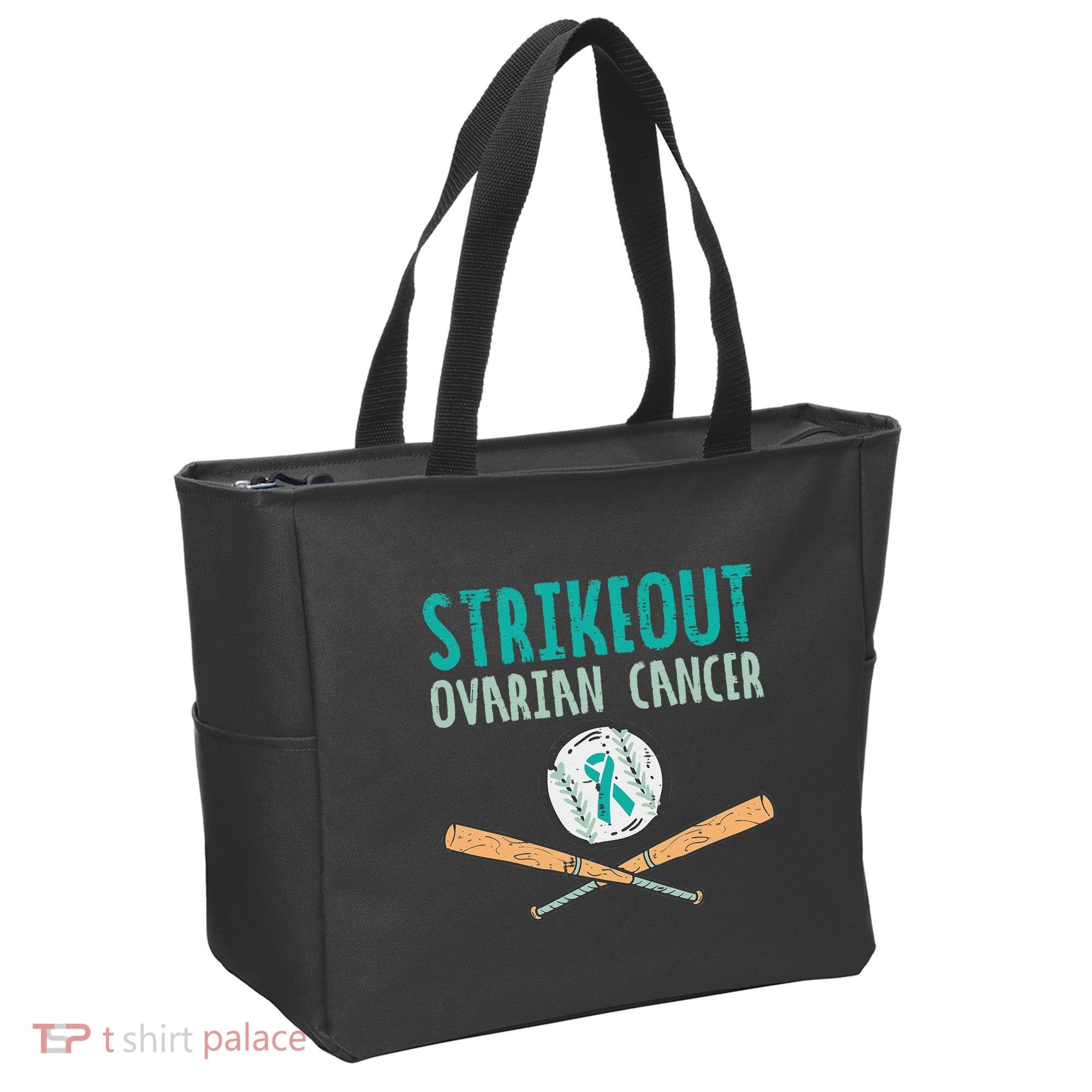 Baseball Strikeout Ovarian Cancer Teal Awareness Tote Bag