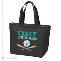 Baseball Strikeout Ovarian Cancer Teal Awareness Tote Bag thumb 3