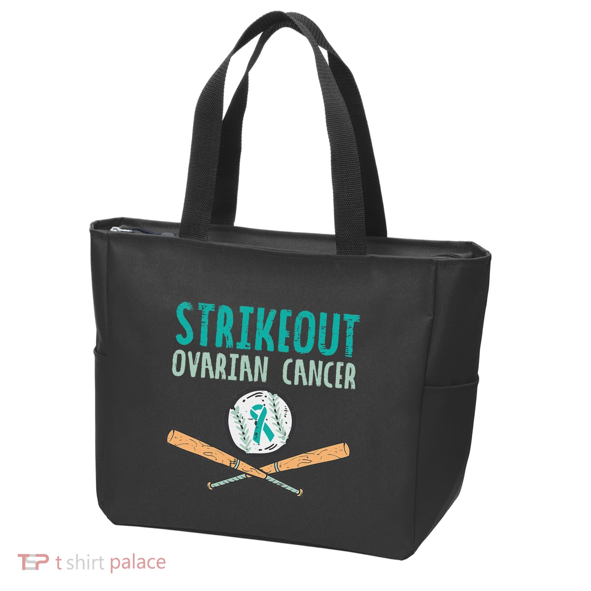 Baseball Strikeout Ovarian Cancer Teal Awareness Tote Bag