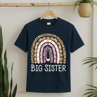 Big Sister Outfit Girls Rainbow Leopard Big Sis Announcement T-Shirt thumb 2