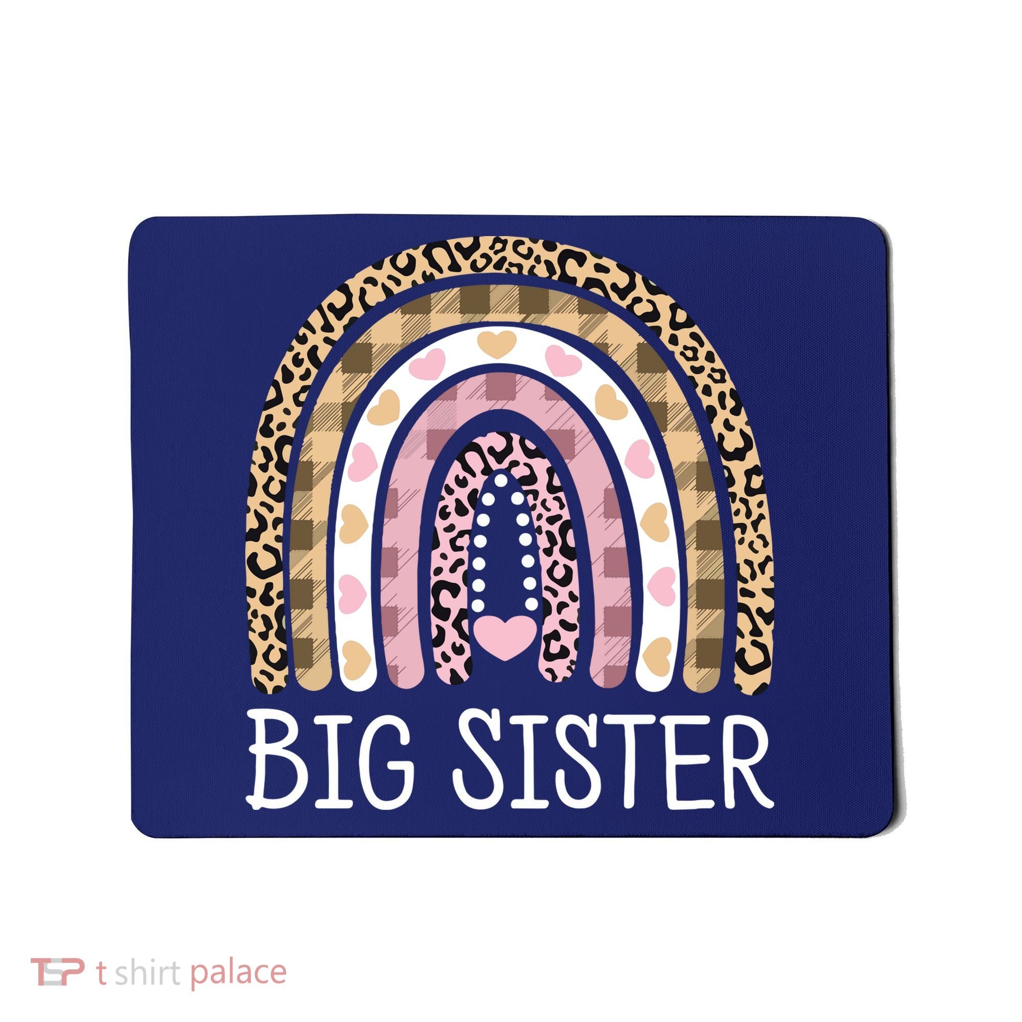 Big Sister Outfit Girls Rainbow Leopard Big Sis Announcement Mousepad