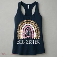 Big Sister Outfit Girls Rainbow Leopard Big Sis Announcement Women's Tank Top thumb 3