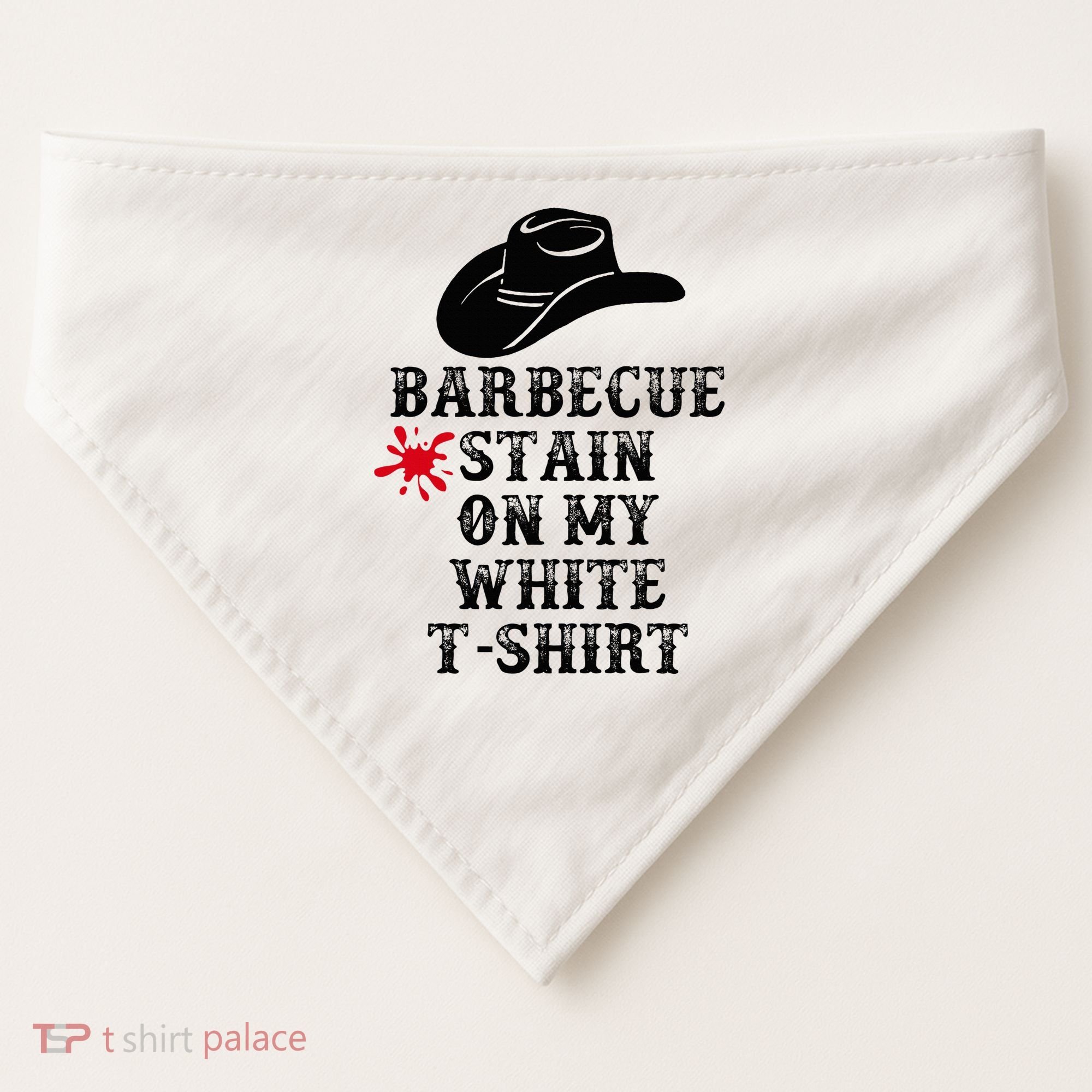 Barbecue Stain On My White Country Western USA-Made Doggie Bandana