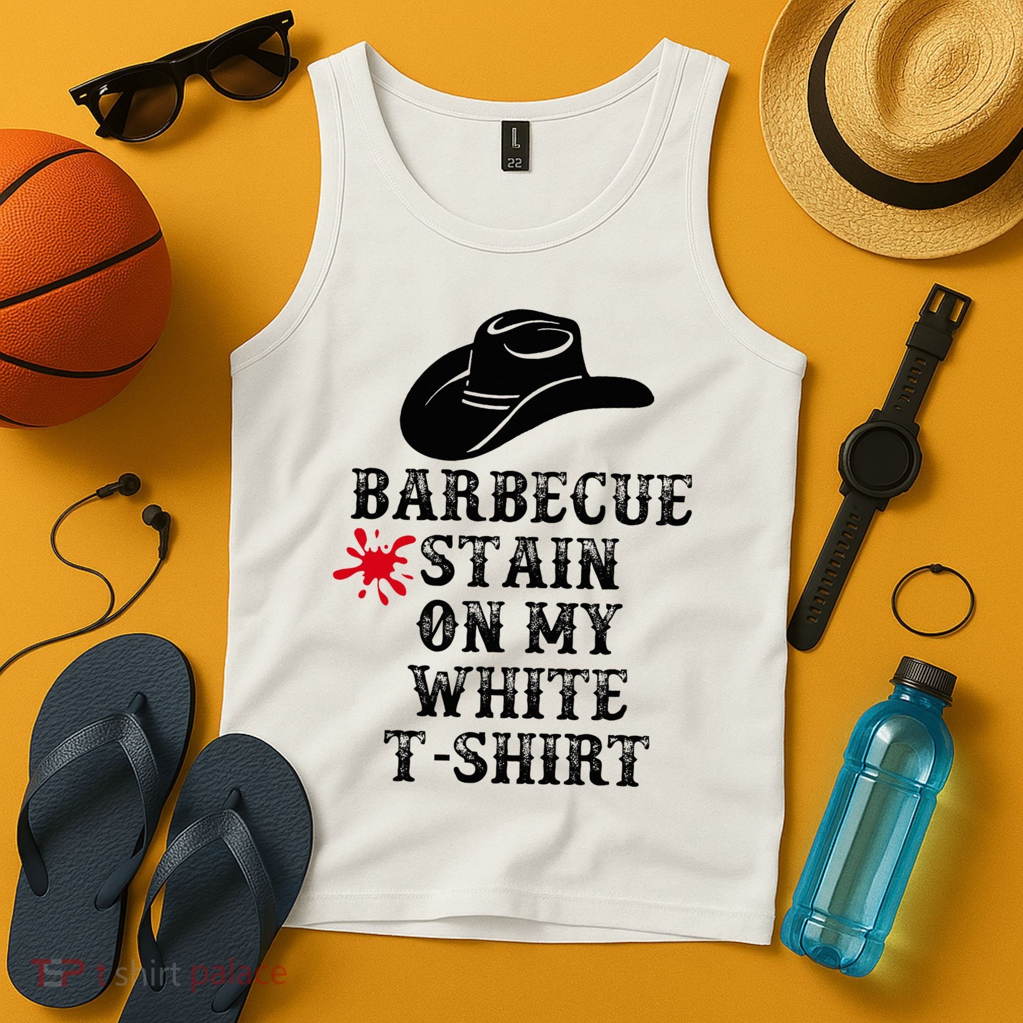 Barbecue Stain On My White Country Western Tank Top