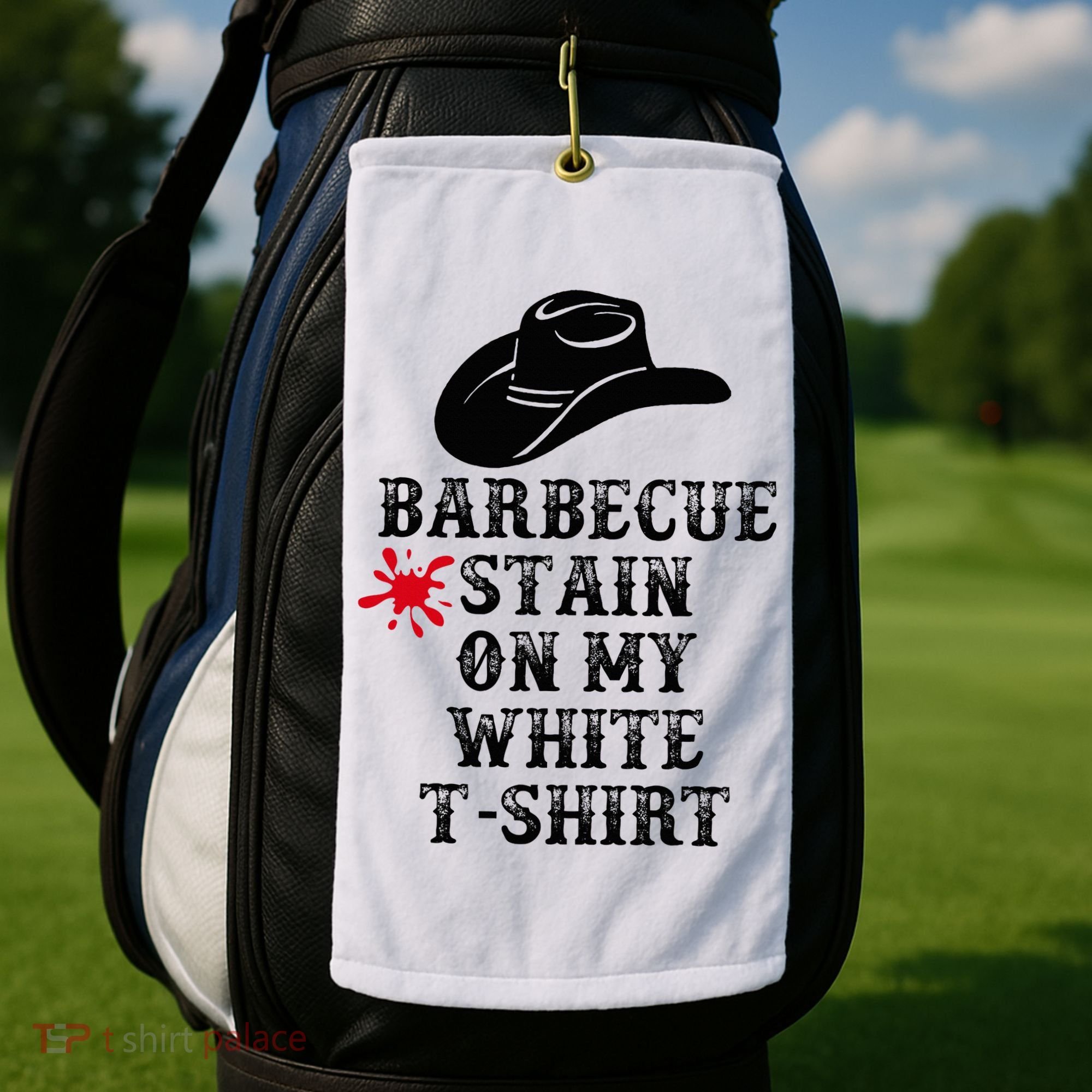 Barbecue Stain On My White Country Western Golf Towel