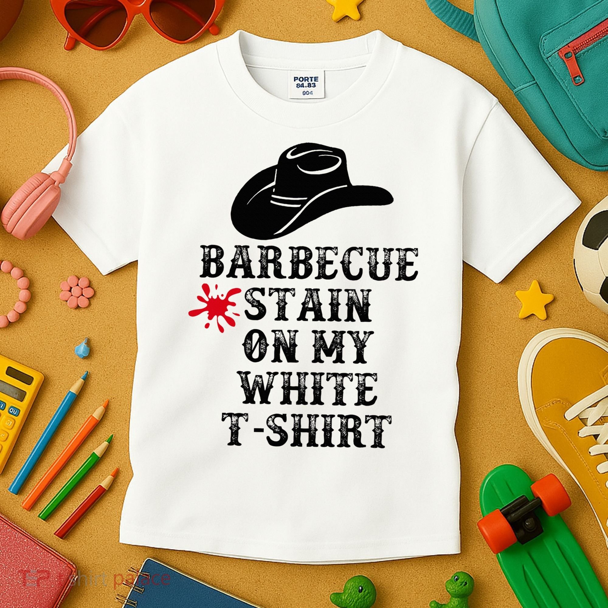 Barbecue Stain On My White Country Western Kids T-Shirt
