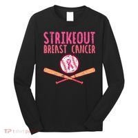 Baseball Strike Out Breast Cancer Long Sleeve Shirt thumb 0
