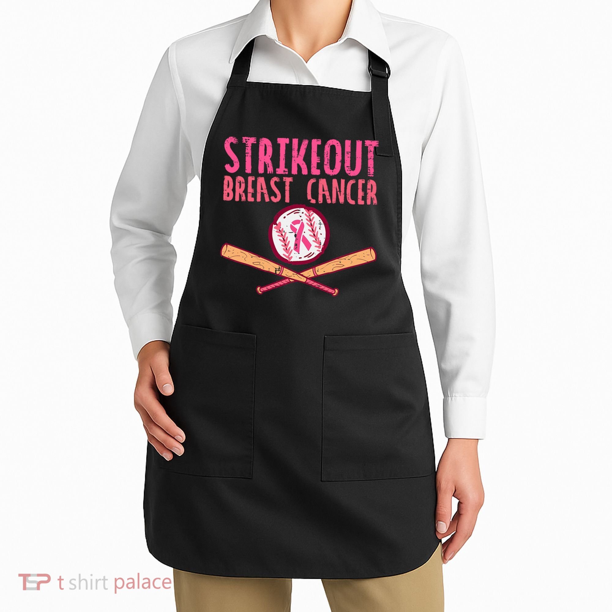 Baseball Strike Out Breast Cancer Apron