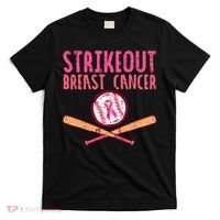 Baseball Strike Out Breast Cancer T-Shirt thumb 0
