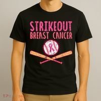 Baseball Strike Out Breast Cancer T-Shirt thumb 3