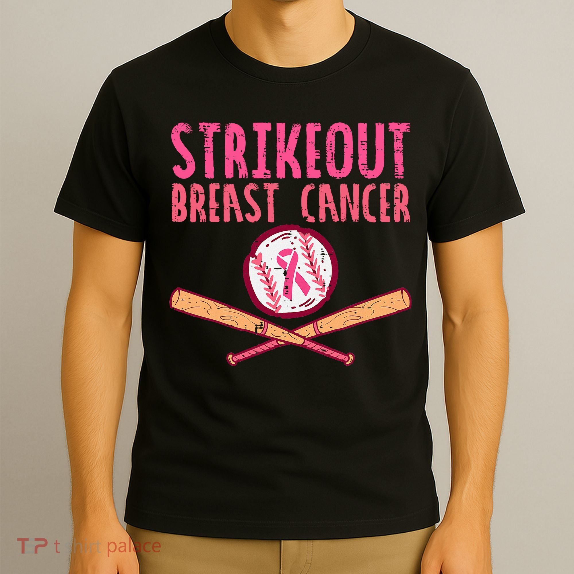 Baseball Strike Out Breast Cancer T-Shirt