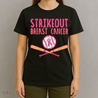 Baseball Strike Out Breast Cancer T-Shirt thumb 4