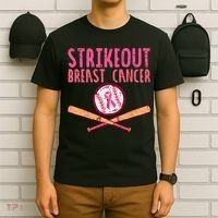 Baseball Strike Out Breast Cancer T-Shirt thumb 6