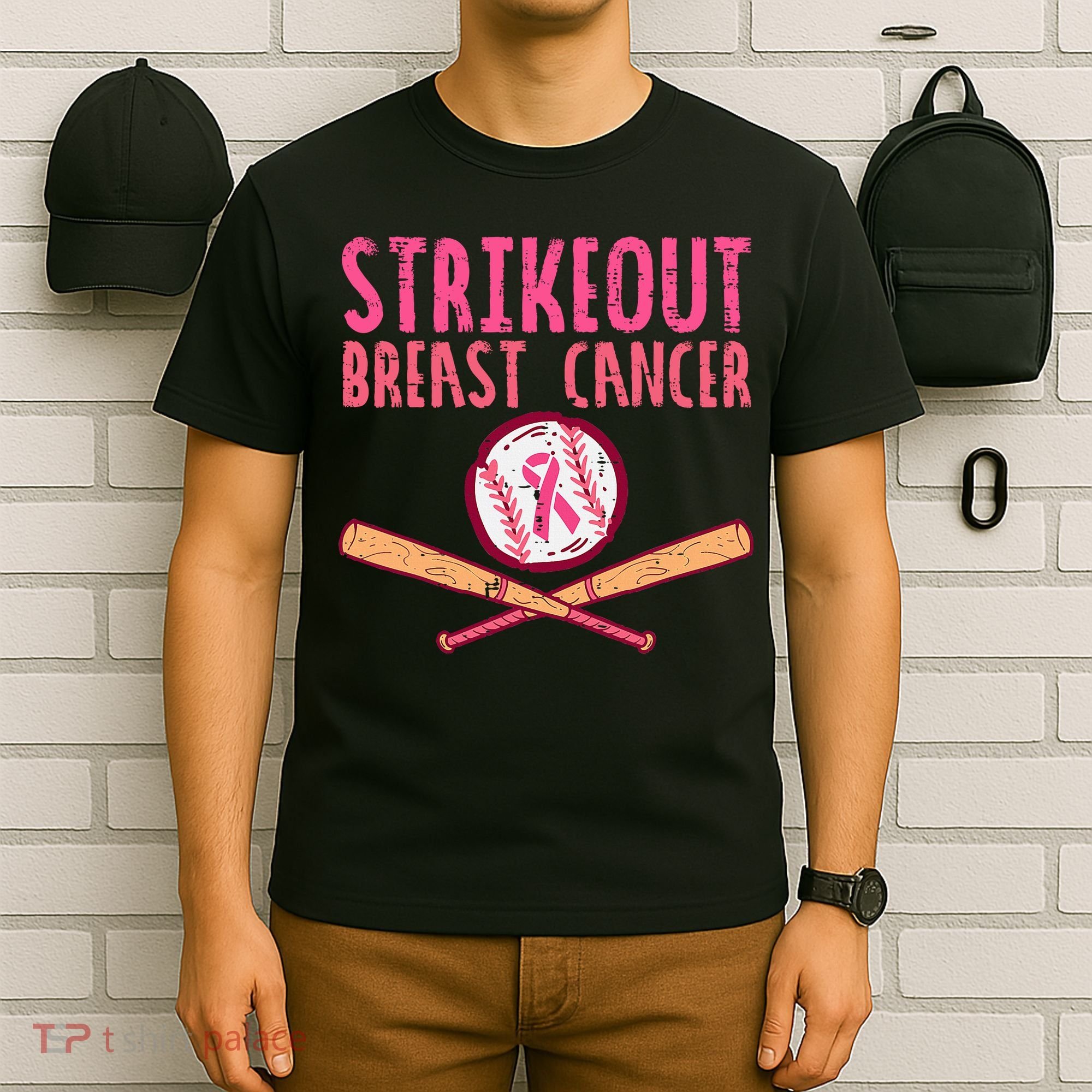 Baseball Strike Out Breast Cancer T-Shirt