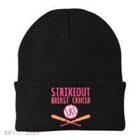 Baseball Strike Out Breast Cancer Beanie thumb 0