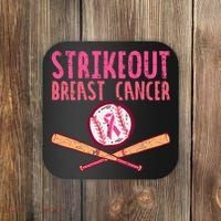 Baseball Strike Out Breast Cancer Coaster thumb 0