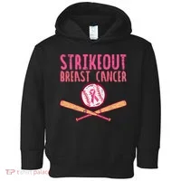 Baseball Strike Out Breast Cancer Toddler Hoodie thumb 0
