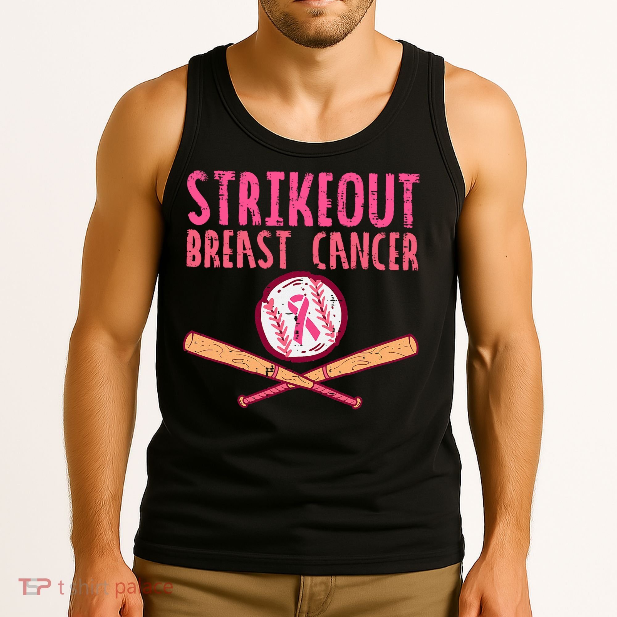 Baseball Strike Out Breast Cancer Tank Top