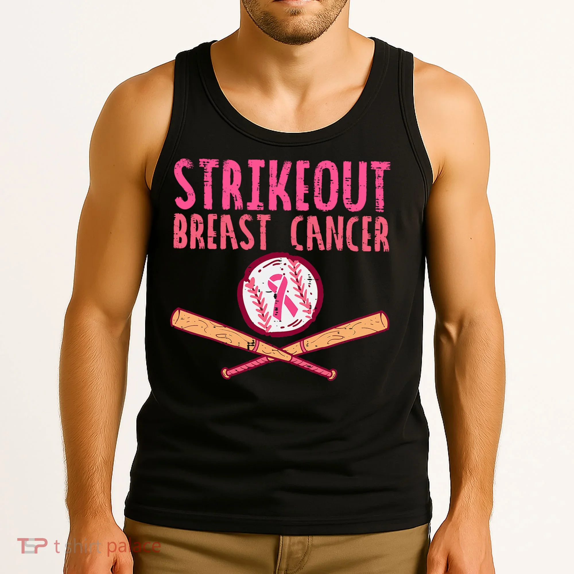 Baseball Strike Out Breast Cancer Tank Top