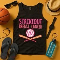 Baseball Strike Out Breast Cancer Tank Top thumb 4