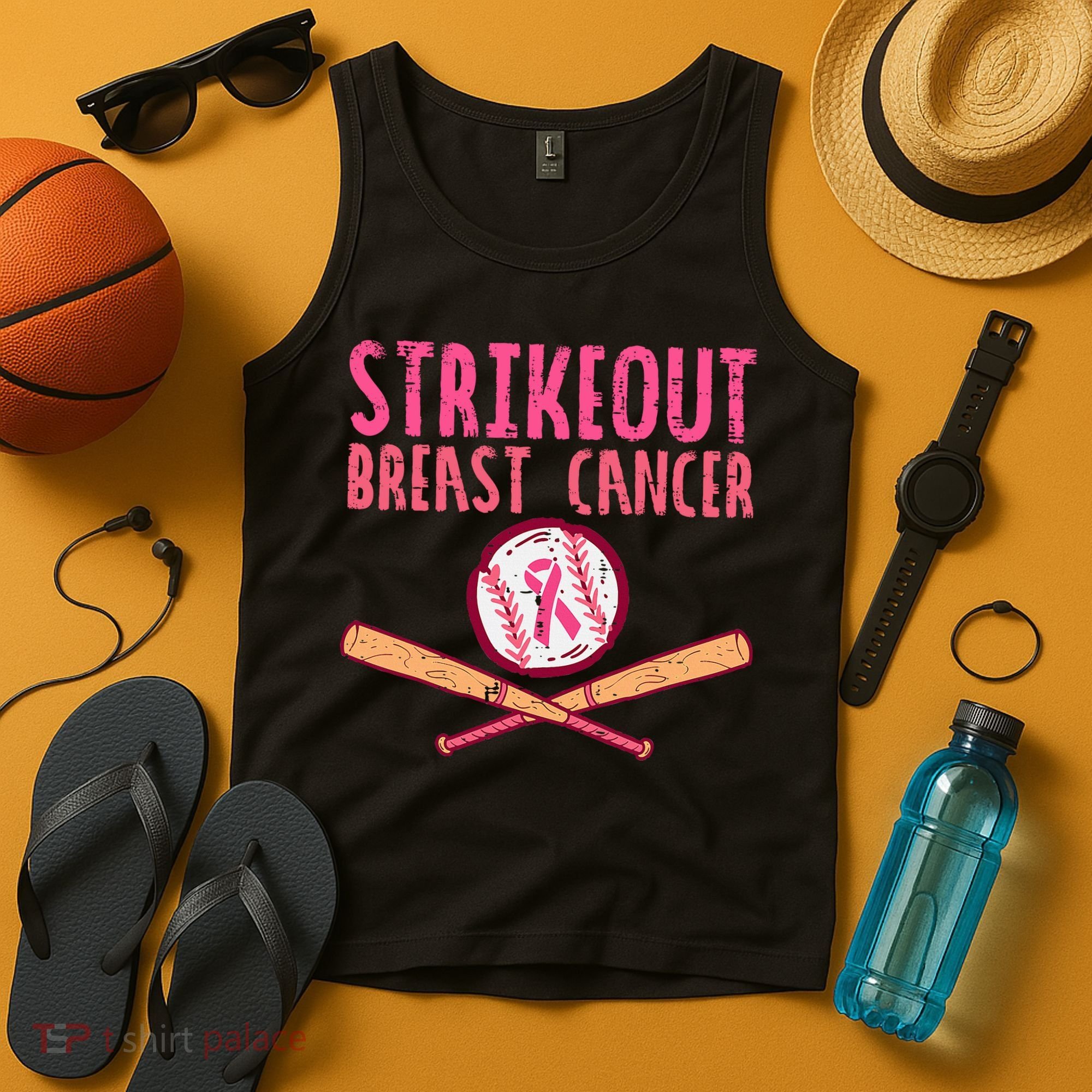 Baseball Strike Out Breast Cancer Tank Top