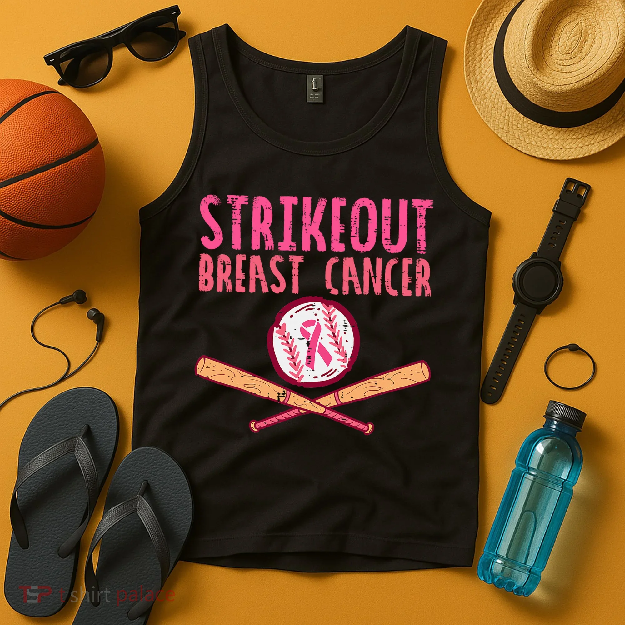 Baseball Strike Out Breast Cancer Tank Top
