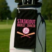Baseball Strike Out Breast Cancer Golf Towel thumb 2