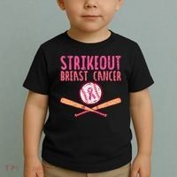 Baseball Strike Out Breast Cancer Toddler T-Shirt thumb 2