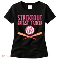 Baseball Strike Out Breast Cancer Women's T-Shirt thumb 0