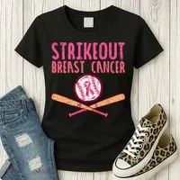 Baseball Strike Out Breast Cancer Women's T-Shirt thumb 3