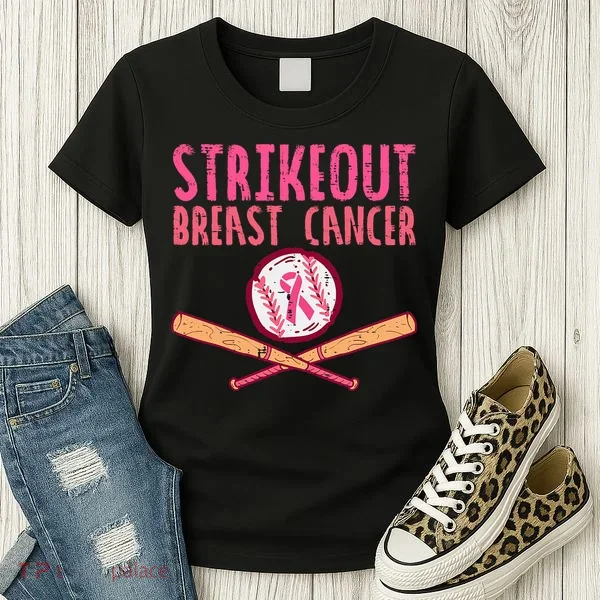 Baseball Strike Out Breast Cancer Women's T-Shirt
