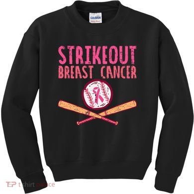 Baseball Strike Out Breast Cancer Kids Sweatshirt