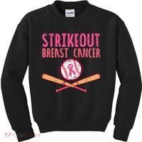 Baseball Strike Out Breast Cancer Kids Sweatshirt thumb 0