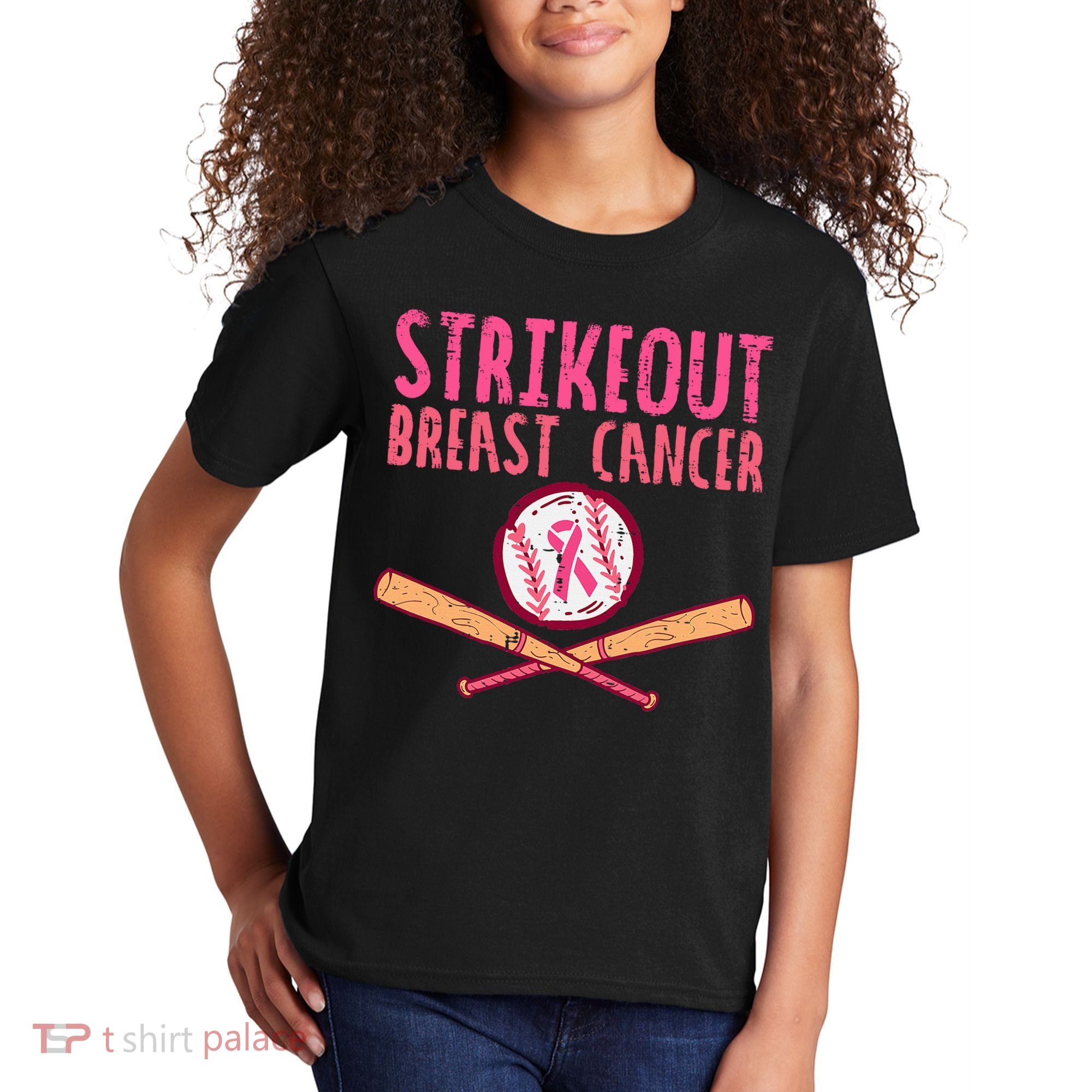 Baseball Strike Out Breast Cancer Kids T-Shirt
