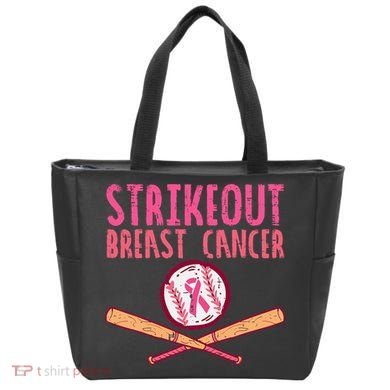 Baseball Strike Out Breast Cancer Tote Bag