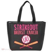 Baseball Strike Out Breast Cancer Tote Bag thumb 0