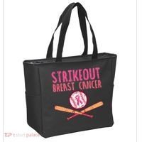 Baseball Strike Out Breast Cancer Tote Bag thumb 2