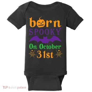Born Spooky On Halloween October 31 Birthday Party Baby Bodysuit