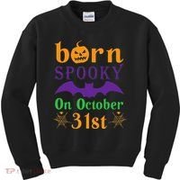 Born Spooky On Halloween October 31 Birthday Party Kids Sweatshirt thumb 0