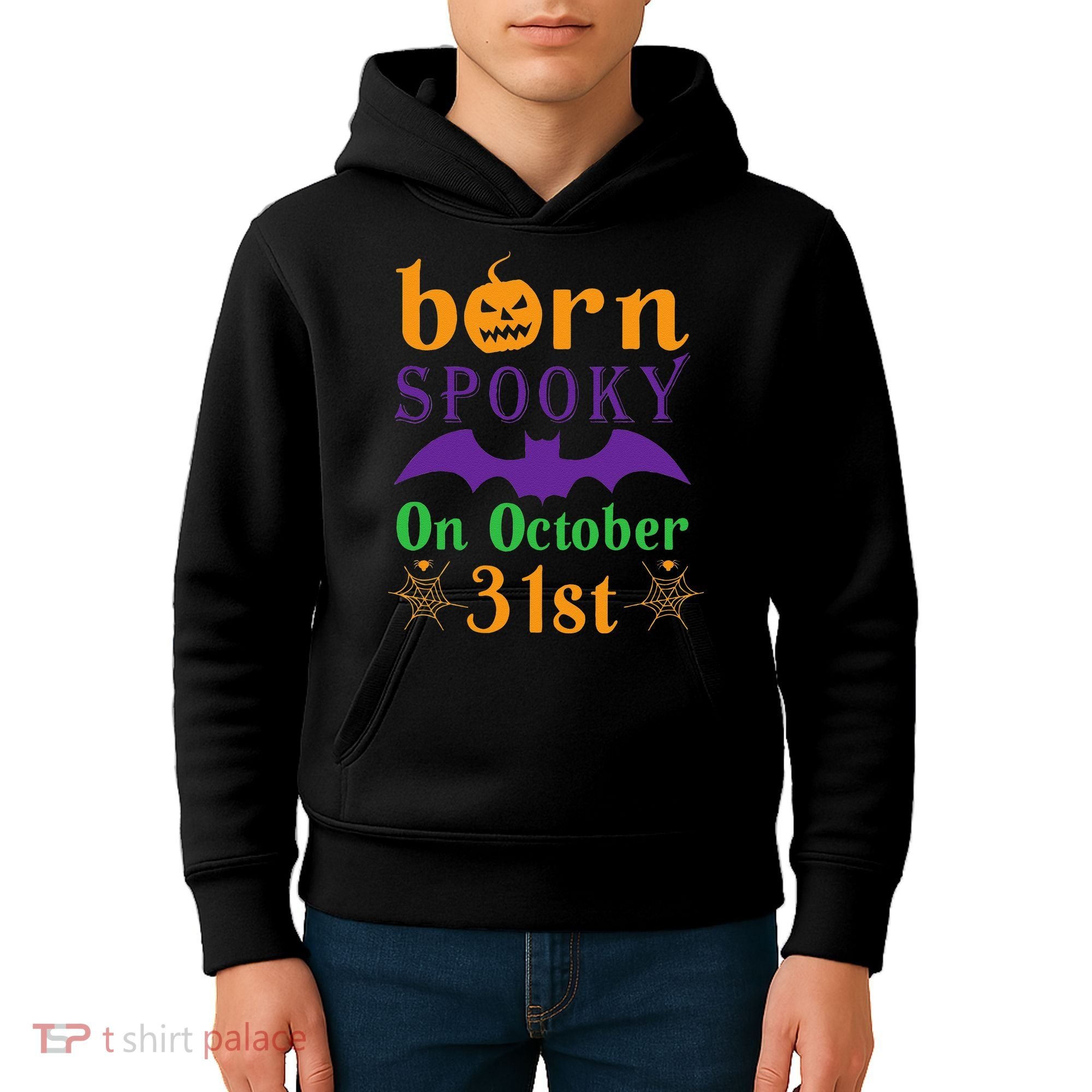 Born Spooky On Halloween October 31 Birthday Party Kids Hoodie