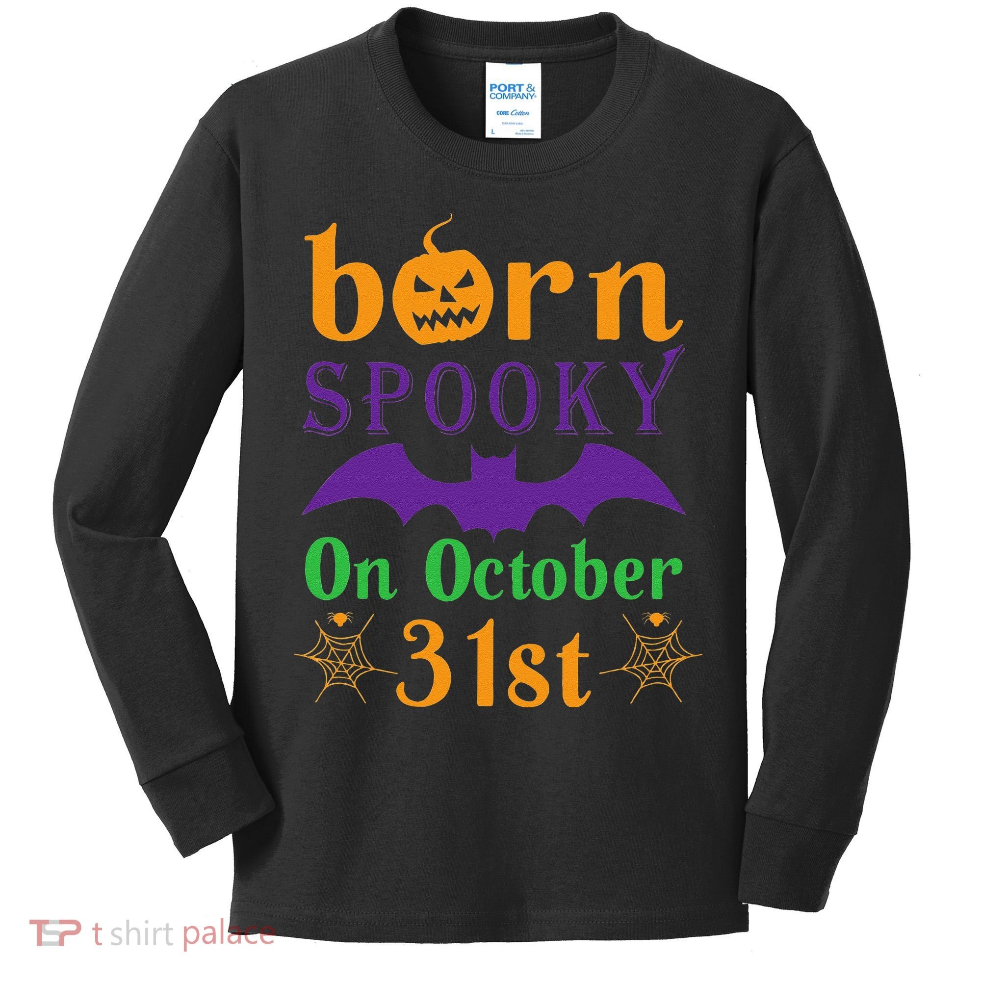Born Spooky On Halloween October 31 Birthday Party Kids Long Sleeve Shirt