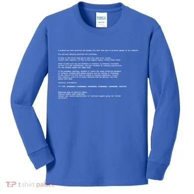 BSOD Computer Error Blue Screen Of Death Kids Long Sleeve Shirt